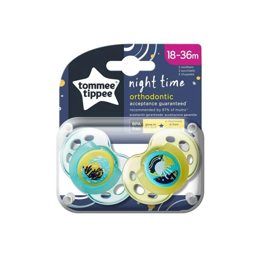 Chupete Tommee Tippee Night Time 18-36m, 2 pcs.