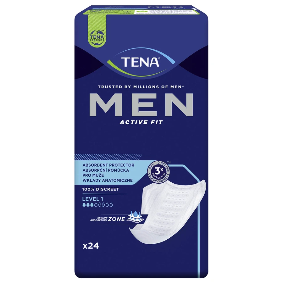 Zestaw Tena Men Active Fit, wkładki anatomiczne dla mężczyzn, Level 1, 2 x 24 sztuki: ceny i cechy