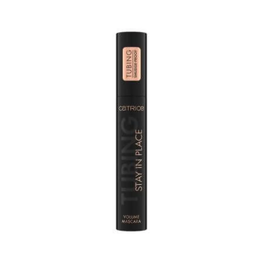 Máscara de pestañas volumen, 010 Negro a prueba de panda, Tubo Stay in Place, 11 ml, Catrice