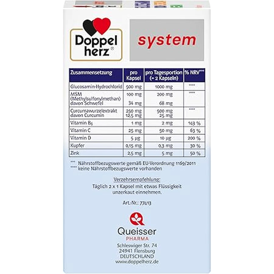 Glucozamina 1000 + Cúrcuma 60 cápsulas, Doppelherz
