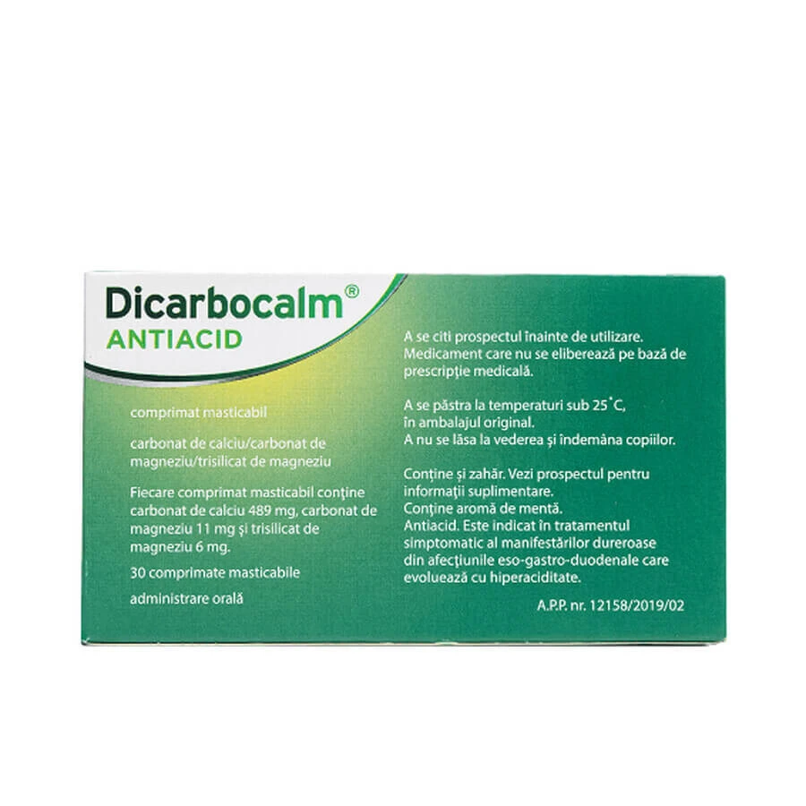 Dicarbocalm® Antiacide, 2x30 comprimés à croquer, Sanofi