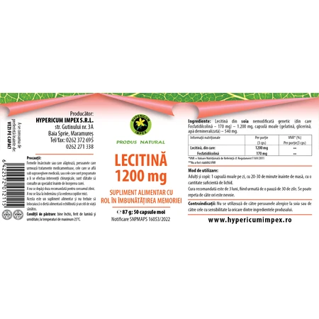 Lecithine Capsules Lecithine 1200 mg, 50 softgels