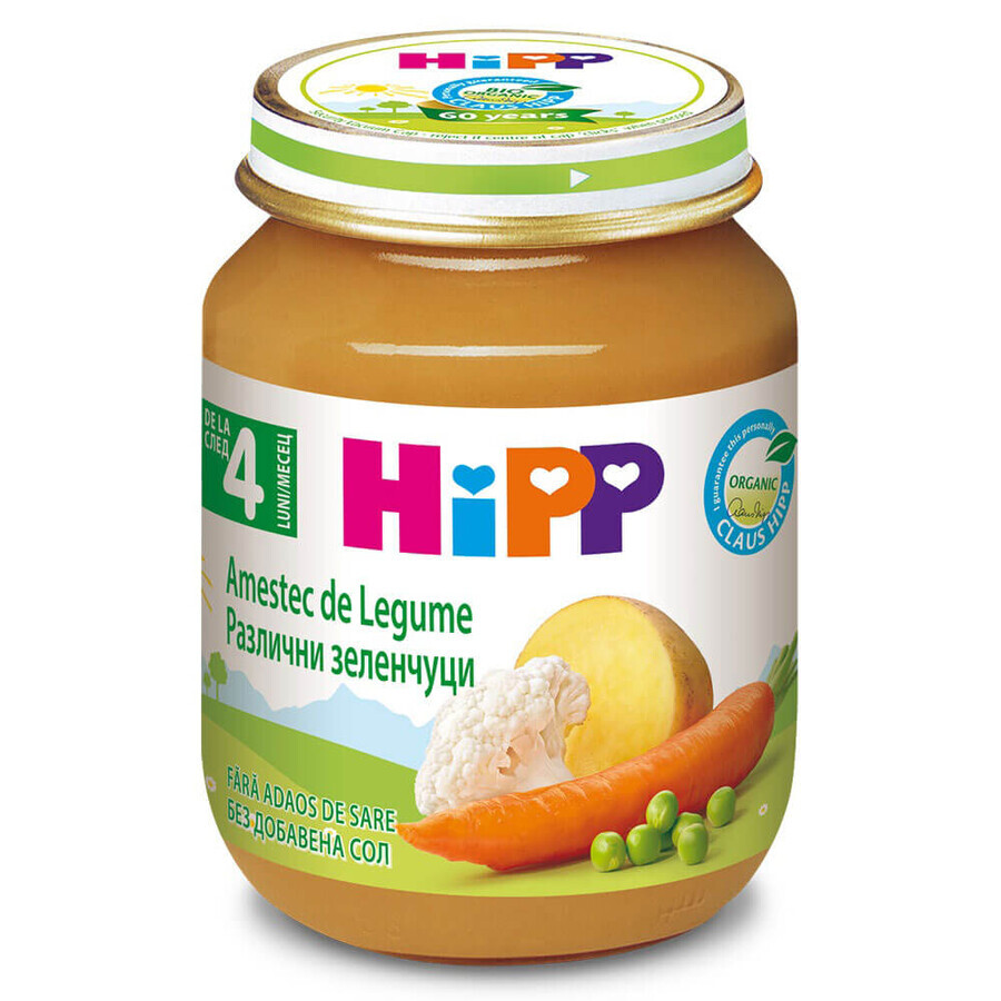 Puré ecológico con mezcla de verduras, +4 meses, 125 g, Hipp