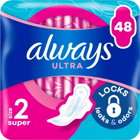 Always Ultra Super Sanitary Pads (mărimea 2) cu aripi 48 buc
