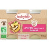 Purea di banane e mele bio, +4 mesi, 2x 130g, BabyBio