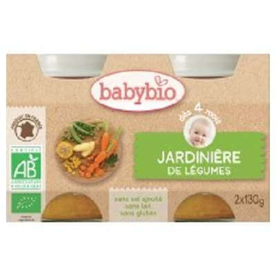 Puré de verduras de la huerta ecológico, +4 meses, 2x 130g, BabyBio