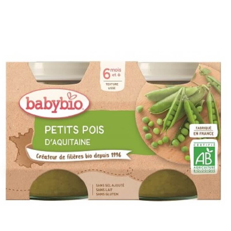 Puré de guisantes ecológico, +6 meses, 2x 130g, BabyBio