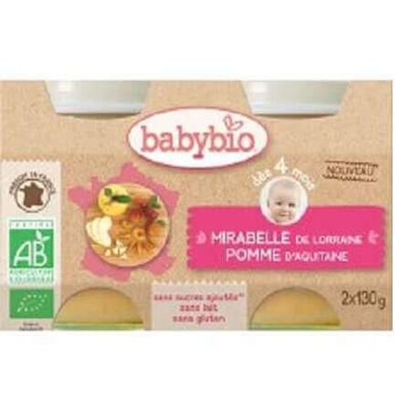 Puré ecológico de manzana y zanahoria, +4meses, 2X130g, BabyBio