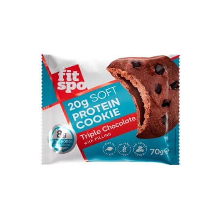 Galleta proteica triple chocolate, 70 g, FitSpo