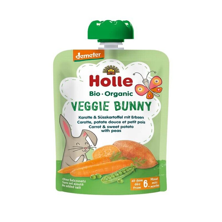 Purée de carottes, de patates douces et de petits pois, 100 g, Holle