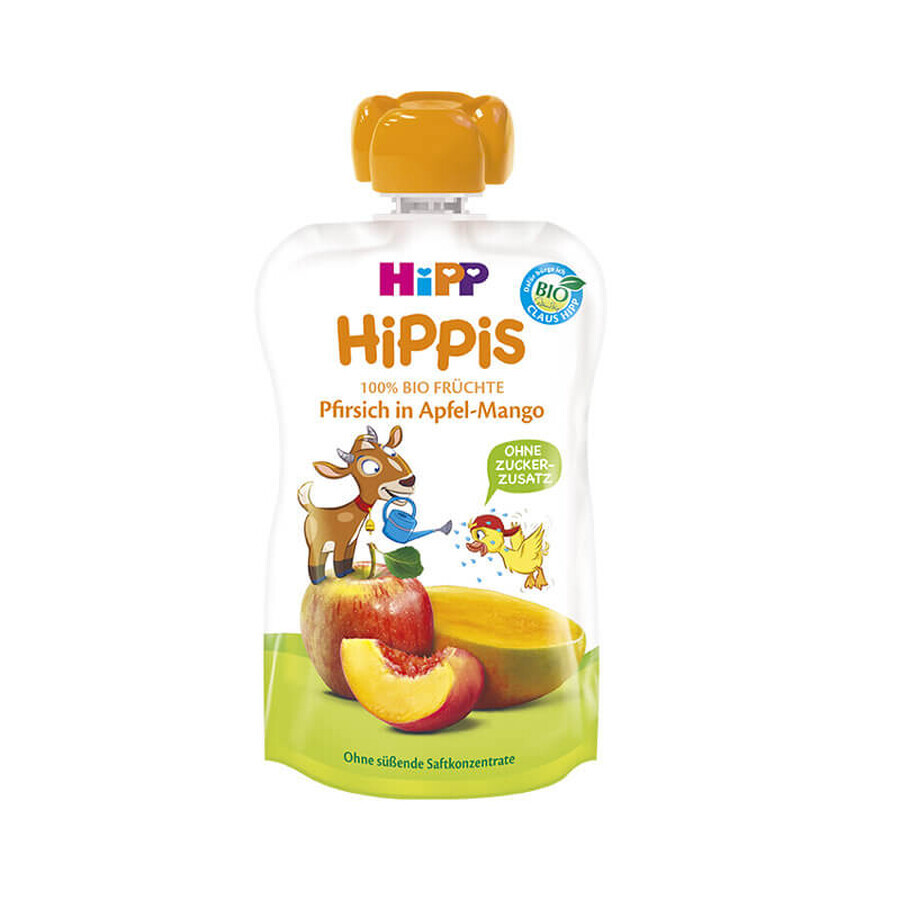 Puré de manzana, mango y melocotón HiPPiS, +12 meses, 100 g, Hipp