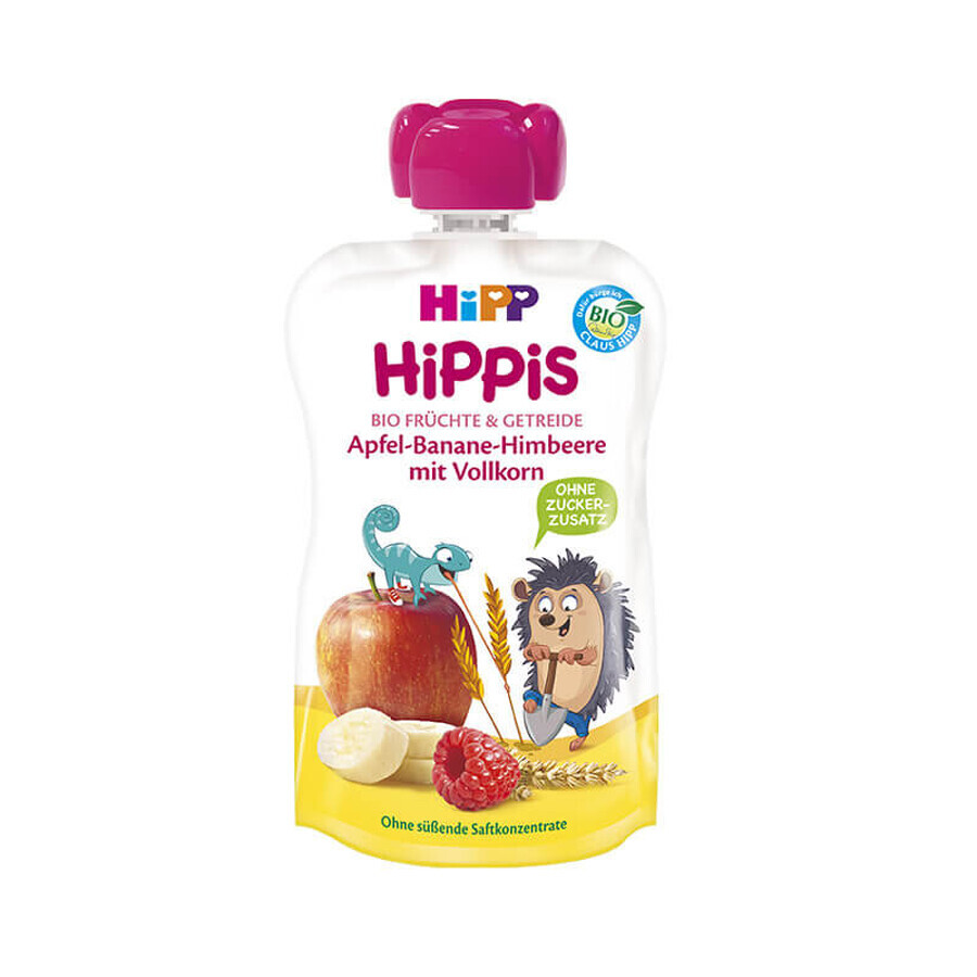 Puré de manzana, frambuesas y plátano HiPPiS, +12 meses, 100 g, Hipp