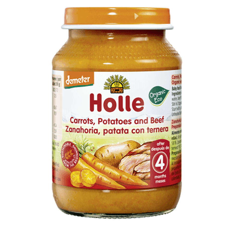 Eco purée de carottes, pommes de terre et bœuf, +4 mois, 190 g, Holle Baby Food