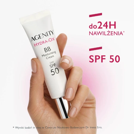 Agenity Hydra-Ox, moisturizing BB cream, SPF 50, 10 light beige, 30 ml + micellar cleansing gel, 40 ml free of charge