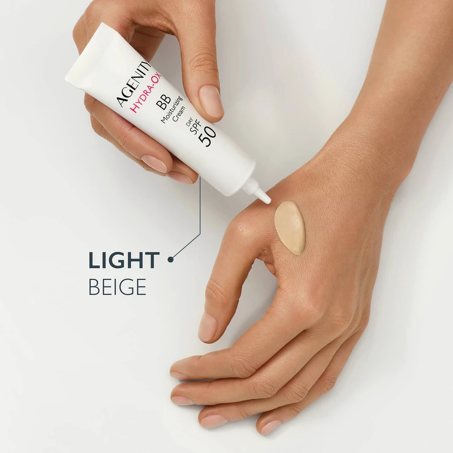 Agenity Hydra-Ox, moisturizing BB cream, SPF 50, 10 light beige, 30 ml + micellar cleansing gel, 40 ml free of charge