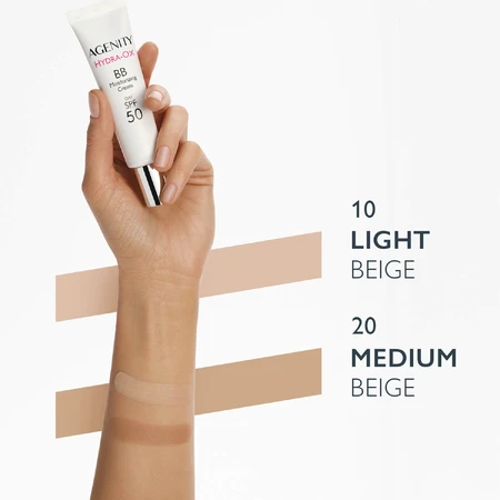 Agenity Hydra-Ox, moisturizing BB cream, SPF 50, 10 light beige, 30 ml + micellar cleansing gel, 40 ml free of charge