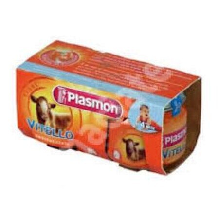 Puré de carne de ternera homogeneizada, +4 meses, 2x 80 g, Plasmon