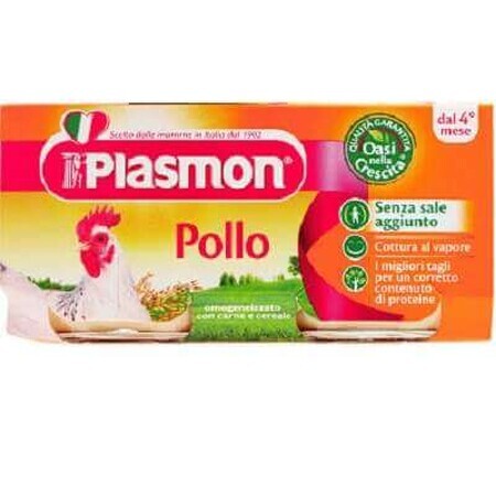 Puré de pollo homogeneizado +4 meses, 2 piezas, 80 gr, Plasmon