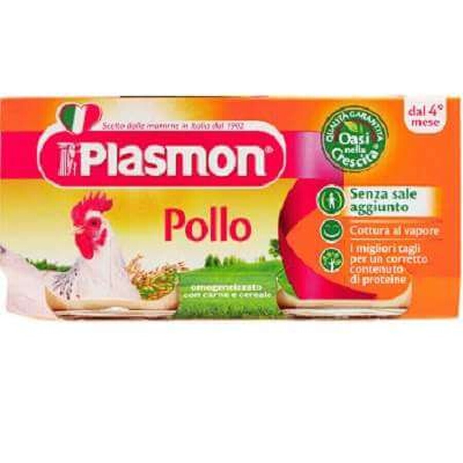 Homogenisiertes Hühnerpüree +4 Monate, 2 Stück, 80 gr, Plasmon