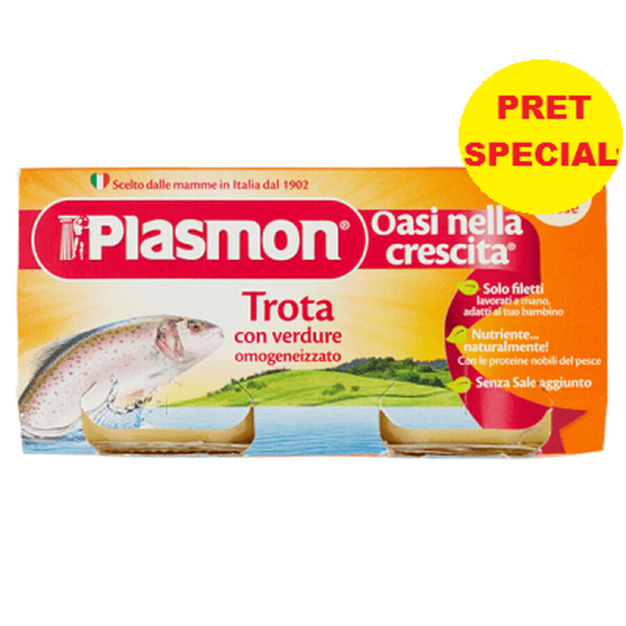 Homogenisierte pürierte Forelle mit Gemüse, +6 Monate, 2x 80 g, Plasmon