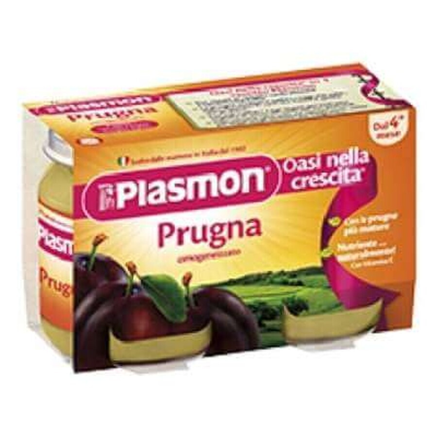 Puré de ciruelas homogeneizado, +4 meses, 2x 104g, Plasmon