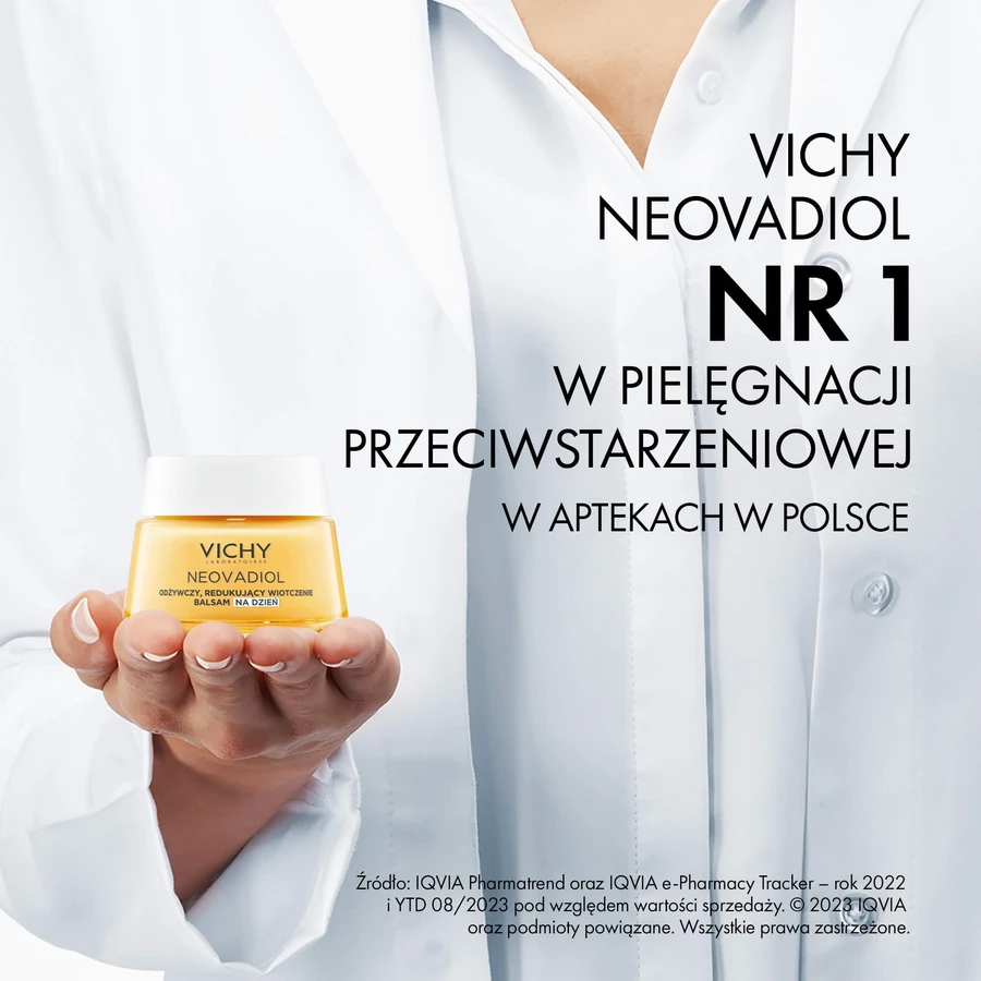 Set Vichy Neovadiol Meno 5, ser bifazic, fermitate și ton uniform, 30 ml + loțiune de zi, 50 ml + fluid ușor SPF 50+, 15 ml + geantă cosmetică gratuită