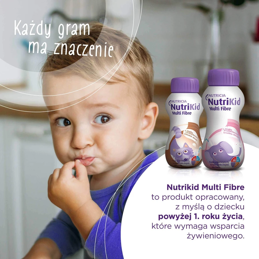 NutriKid Multi Fibre kit, preparado nutricional para niños mayores de 1 año, sabor chocolate, 10 x 200 ml