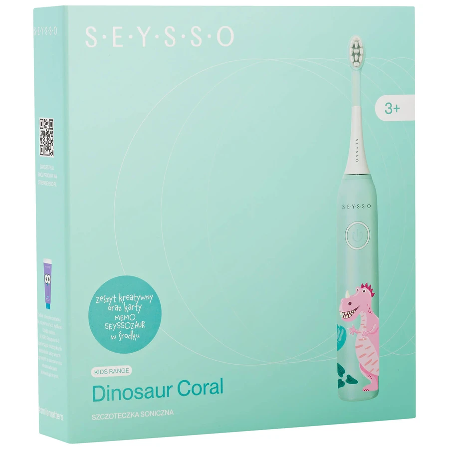 Seysso Kids Dinosaur Coral, periuță de dinți sonică pentru copii, de la vârsta de 3 ani
