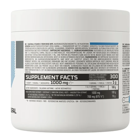 OstroVit Natural Vitamin C from Rose Hips, vitamina C natural de rosa mosqueta, 300 g
