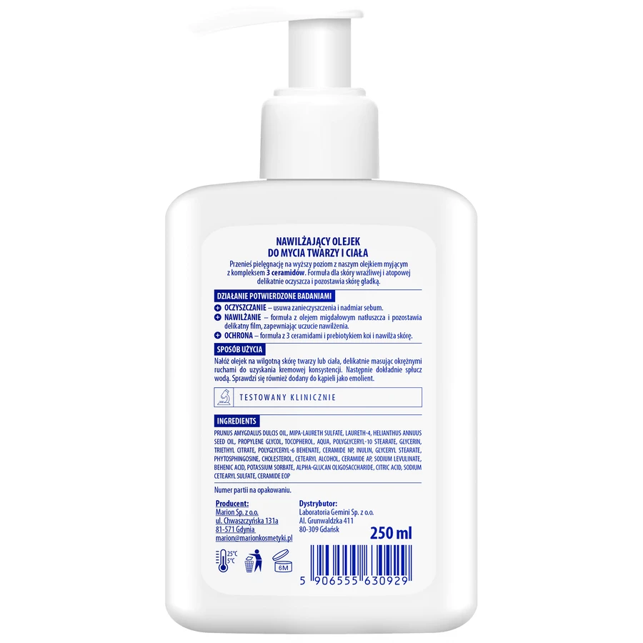 Aptederm Sensitive, gezichts- en lichaamsreinigingsolie, gevoelige en atopische huid, 250 ml