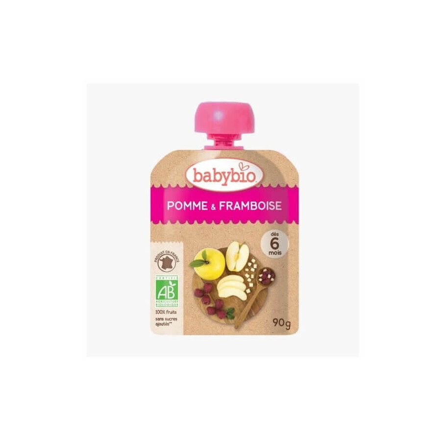 Bolsita puré de manzana y frambuesa, 90 gr, Babybio