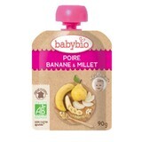 Bustina di purea di pere, banane e miglio, 90 gr, Babybio