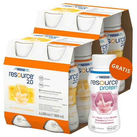 Kit Resource 2.0, pregătire nutrițională, aromă de vanilie, 8 x 200 ml + aromă de căpșuni, 200 ml gratuit