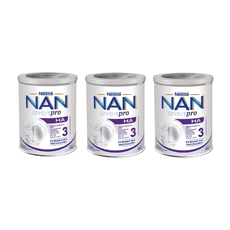 Juego Nestle NAN Expertpro HA 3, leche modificada para niños mayores de 1 año, 3 x 800 g