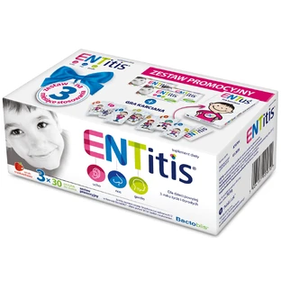 Juego de ENTitis para niños mayores de 3 años, sabor fresa, 3 x 30 pastillas + juego de cartas