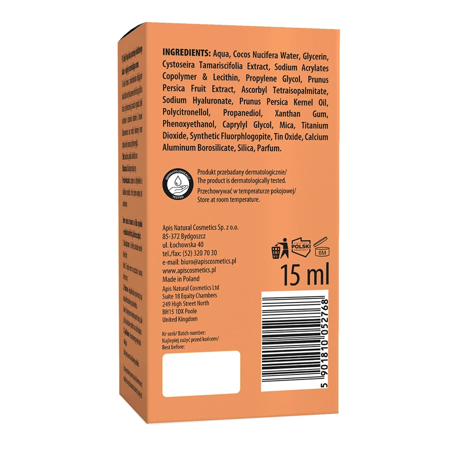 Apis Peachy Skin, serum rozświetlające, 15 ml: ceny i cechy