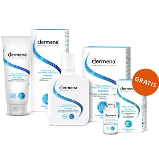 Set per la cura dei capelli Dermena, shampoo anti-caduta, 200 ml + balsamo rinforzante, 200 ml + siero stimolante della ricrescita, 50 ml in omaggio