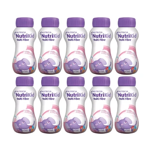 Kit NutriKid Multi Fibre, preparato nutrizionale per bambini di età superiore a 1 anno, gusto fragola, 10 x 200 ml