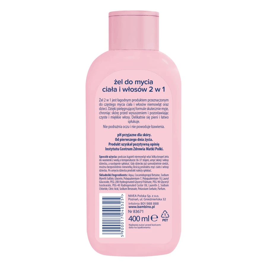 Bambino, gel lavacabeza y cuerpo 2en1, desde el primer día de vida, 400 ml