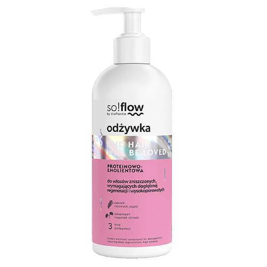 So!Flow Protein-emollient conditioner for damaged, needing regeneration, high porous hair, 300 ml