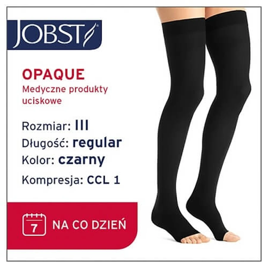 JOBST OPAQUE pończochy uciskowe długie CCL1 czarny, rozmiar 3 OP: ceny i cechy