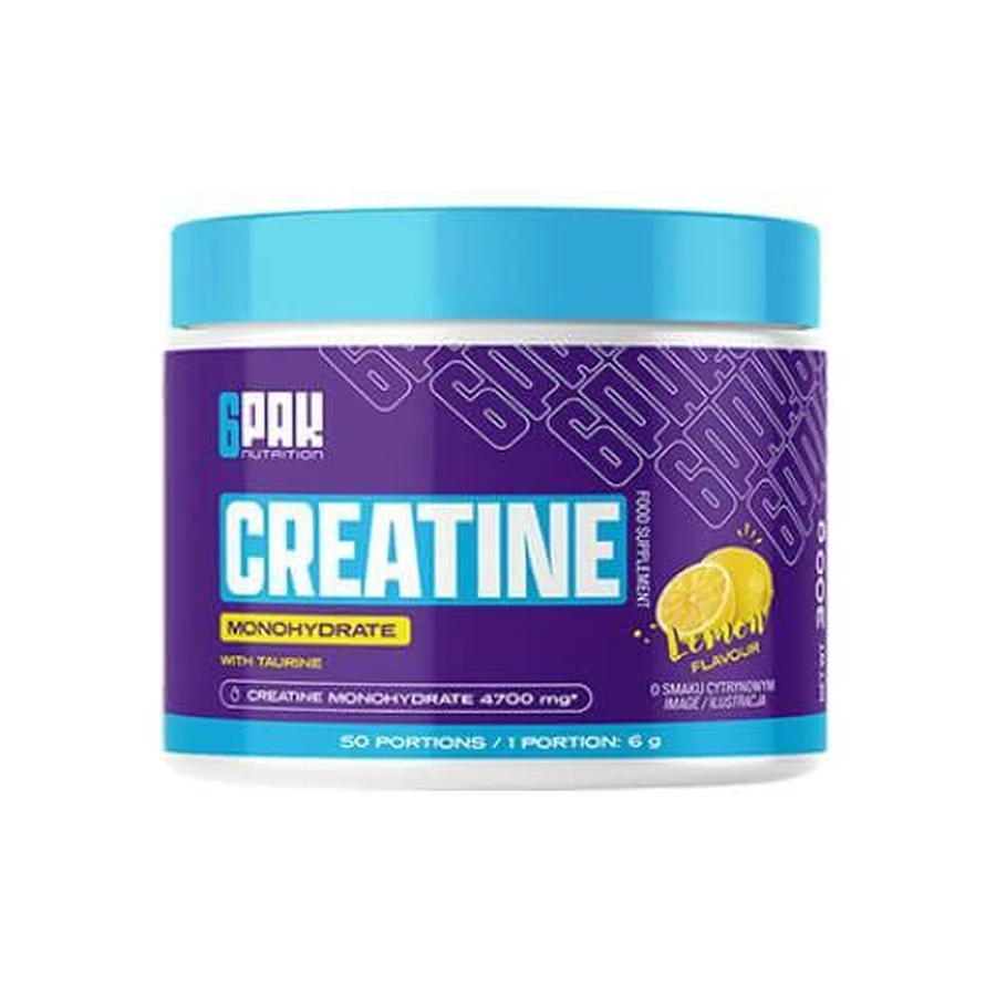 6Pak Nutrition Creatina Monohidrato sabor limón, 300 g