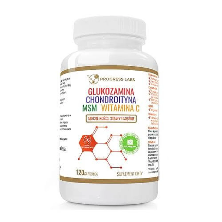 Progress Labs Glucosamine, Chondroïtine, MSM, Vitamine C, 120 capsules
