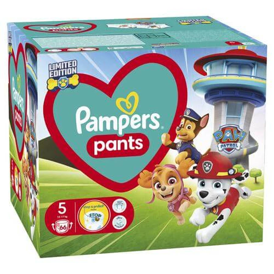 Pampers Baby Dry Pants scutece mărimea 5 Psi Patrol, 66pcs