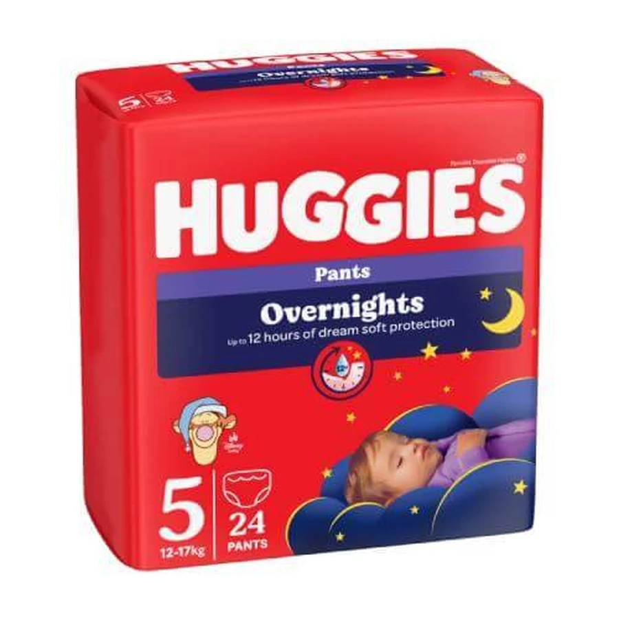 HUGGIES Overnights Pants scutece mărimea 5 (12-17kg), 24pcs