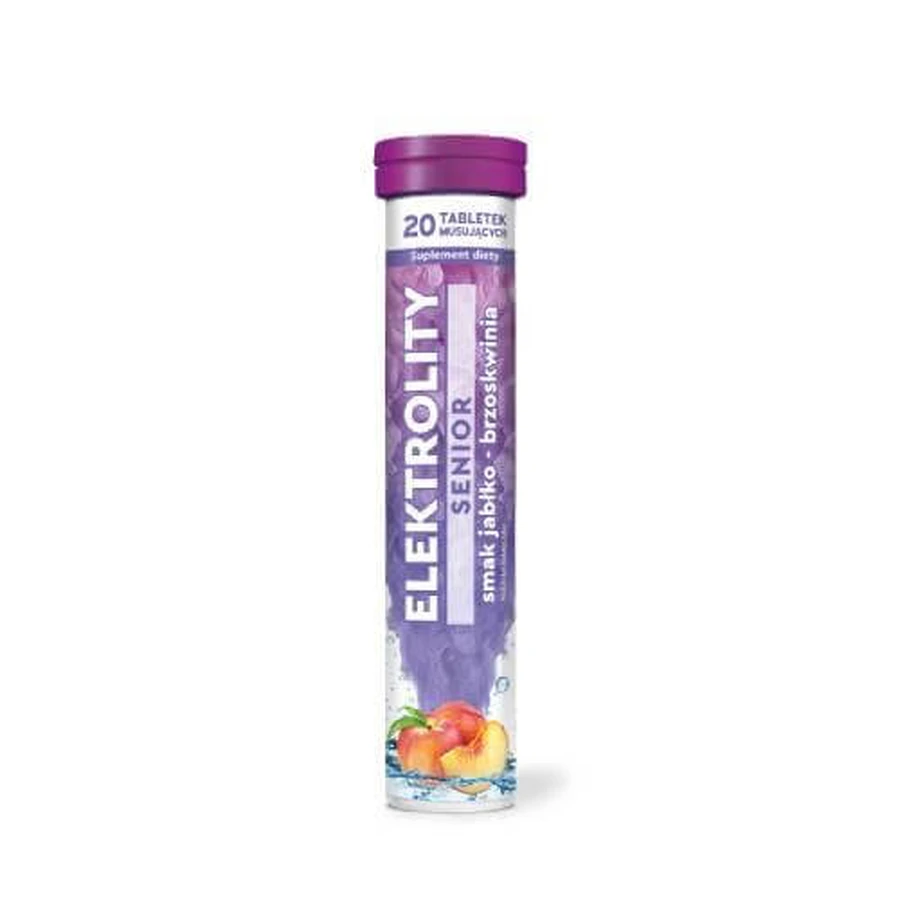 Electrolytes Senior with apple and peach flavor, 20 mousse tablets.