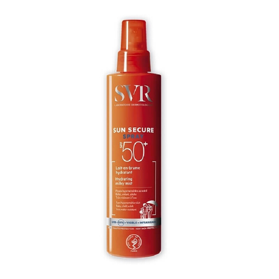 Protezione solare Spray SPF 50+, Latte spray idratante, 200 ml, SVR