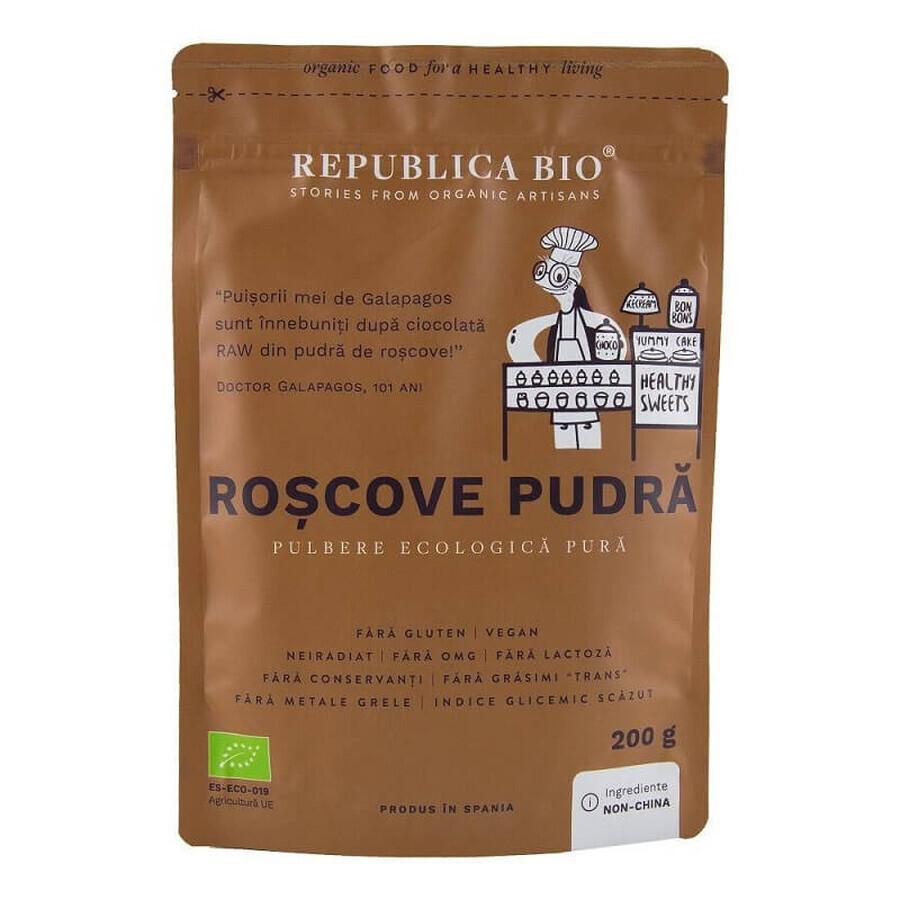 Organic carob powder, 200 gr, Republica Bio