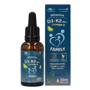 AX MED Vitamina D3+K2 MK-7+Omega-3 Family, 30ml