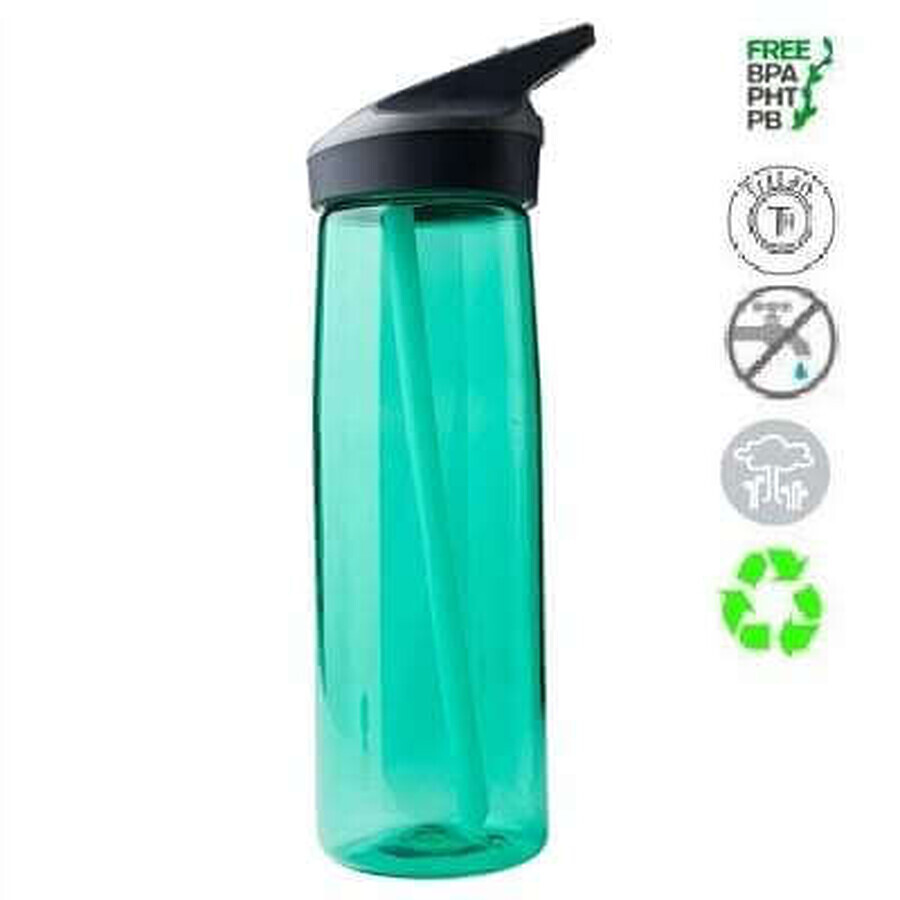 Envase Tritan con tapa automática turquesa, 750ml, Laken